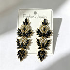 Colorful diamond wheat ear long earrings, niche light luxury design, stylish and versatile earrings