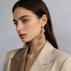 Pink irregular beaded with a gentle temperament, long earrings that flatter the face shape