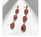 Pink irregular beaded with a gentle temperament, long earrings that flatter the face shape