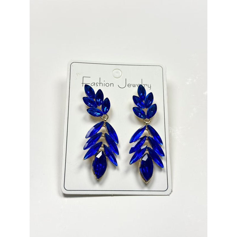 Fashionable Leaf for Women, Light Luxury Exaggerated Earrings with Crystal Tassels