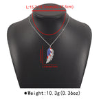 American Independence Day Flag Pendant Necklace with Rhinestones Patriotic Theme Collarbone Chain for Women