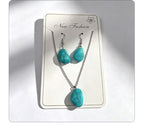 Distressed turquoise earring and necklace set, distressed alloy jewelry, bohemian style accessories