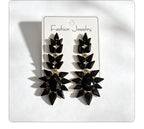 Black rhinestone flame earrings with an exaggerated, grand, and high-end feel