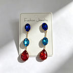 Gradient color stone long earrings, light luxury and elegant, versatile for dating