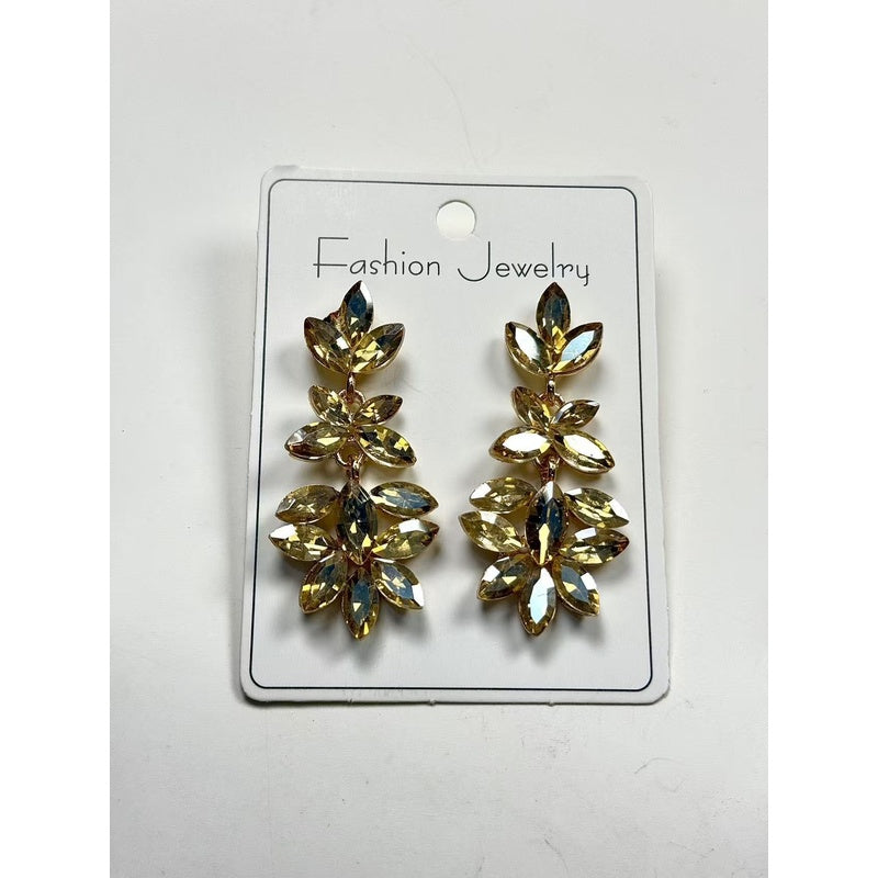 Diamond-studded leaf tassel women, light luxury style, high-end long earrings for evening parties
