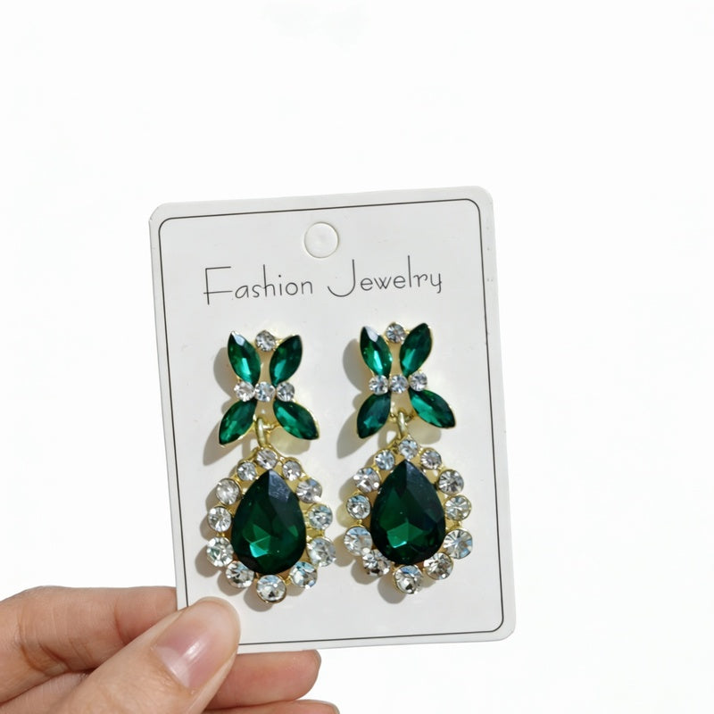 Colorful high-end luxury rhinestone earrings, runway accessories, water drop diamond earrings