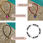 18" Custom Carabiner Charm Gemstone Beaded Necklace| Colorful Necklaces Pick Any 2 Charms| Jewelry Gift for Girls