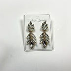 Fashionable Leaf for Women, Light Luxury Exaggerated Earrings with Crystal Tassels