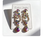 Luxurious floral with full diamond accents, long waterdrop gemstone earrings, court-style versatile earrings that enhance complexion