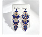 Colorful diamond wheat ear long earrings, niche light luxury design, stylish and versatile earrings