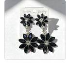 Light luxury style double-layer rhinestone flower for women, high-end versatile commuter earrings