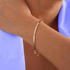 14K Solid Gold Honeycomb Bracelet: Geometric Hexagon Link Chain, Beehive Jewelry