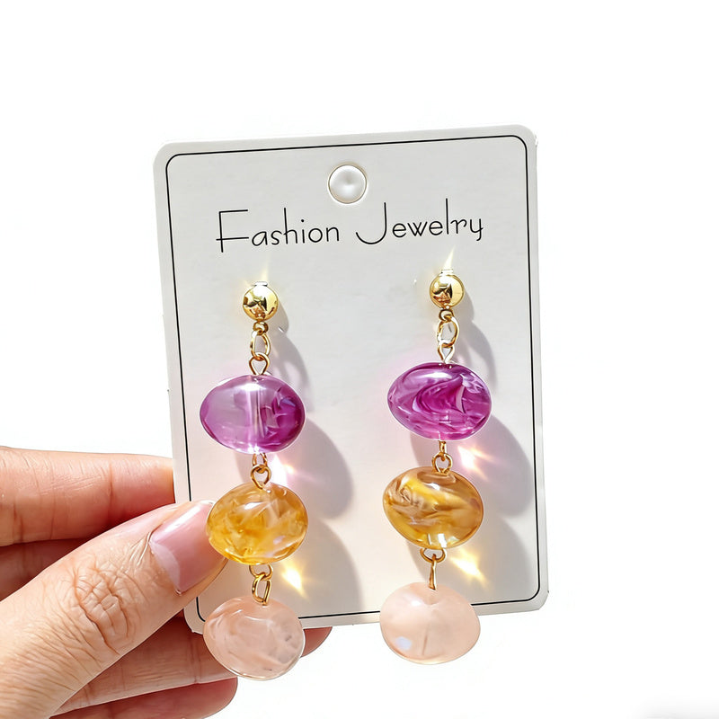 Resin luxury acrylic Maillard earrings, light luxury, niche style, sophisticated and high-end feel