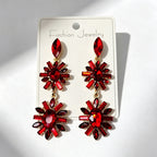 Multi-color rhinestone flower earrings, light luxury and versatile