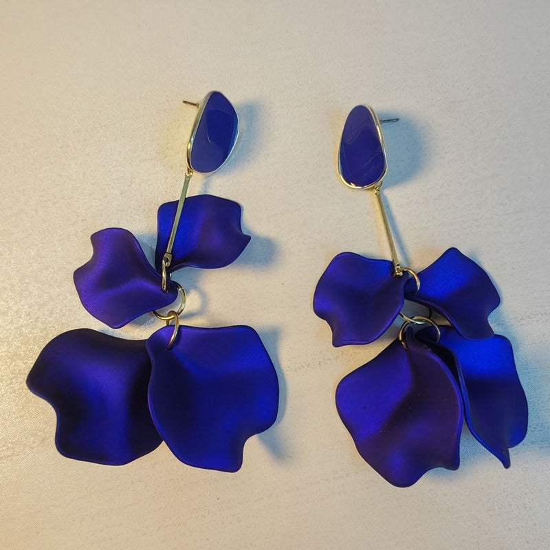Bohemian style petal tassel acrylic earrings, pleated candy-colored earrings for New Year's holidays