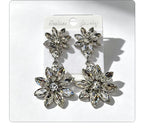Light luxury style double-layer rhinestone flower for women, high-end versatile commuter earrings