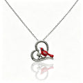 Crescent Red Bird Pendant Necklace for Women, Fashionable Heart-Shaped Diamond-Studded Clavicle Chain, Unique and Elegant Accessory