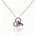 Crescent Red Bird Pendant Necklace for Women, Fashionable Heart-Shaped Diamond-Studded Clavicle Chain, Unique and Elegant Accessory