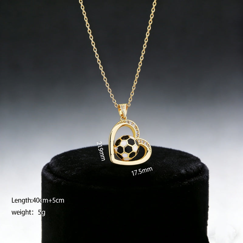 Ink-filled World Cup necklace jewelry, football, light luxury, simple and elegant, alloy heart