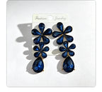 Floral waterdrop rhinestone long elegant multi-color crystal drop earrings, accessories for dress and banquet