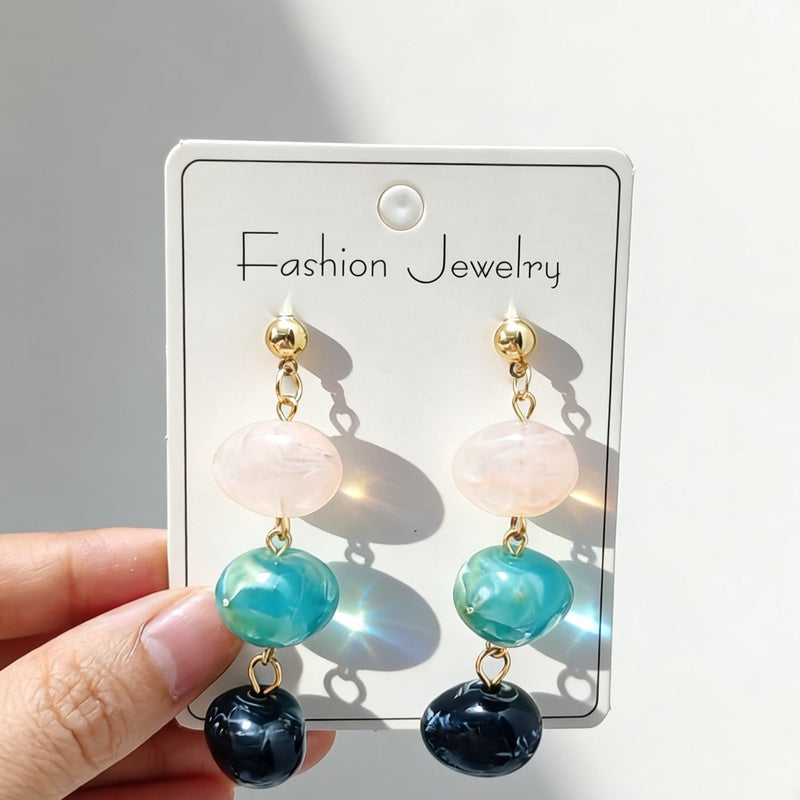 Resin luxury acrylic Maillard earrings, light luxury, niche style, sophisticated and high-end feel