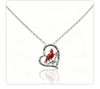 Crescent Red Bird Pendant Necklace for Women, Fashionable Heart-Shaped Diamond-Studded Clavicle Chain, Unique and Elegant Accessory