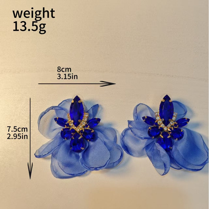 Alloy Fabric Floral Earrings Bohemian Style Ear Accessories