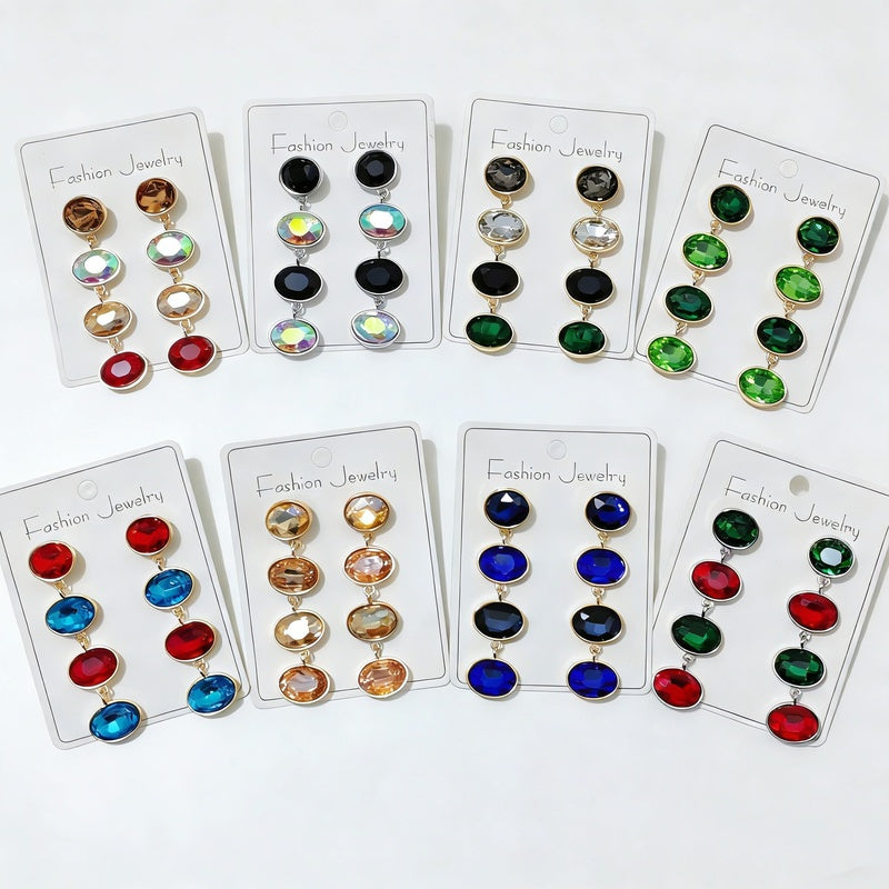 Fashionable, simple, elegant, niche, high-end, light luxury, fresh and colorful long tassel earrings