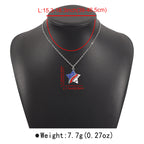 American Independence Day Flag Pendant Necklace with Rhinestones Patriotic Theme Collarbone Chain for Women