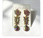 Colorful Crystal Leaf Long Earrings, Luxurious Palace-Style Exquisite Atmosphere Fashion Earrings