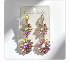 Multi-color rhinestone flower earrings, light luxury and versatile