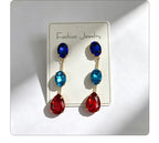Gradient color stone long earrings, light luxury and elegant, versatile for dating