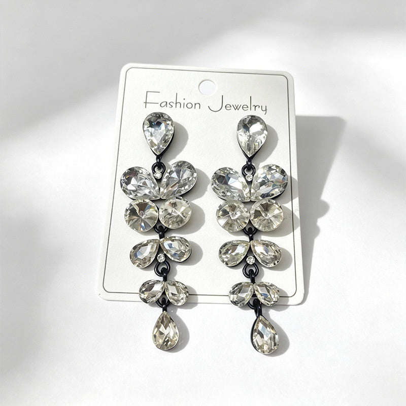 String-style water drop high-end earrings, fashionable and versatile accessories for dates