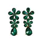 Floral waterdrop rhinestone long elegant multi-color crystal drop earrings, accessories for dress and banquet