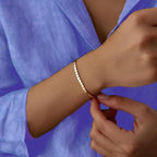 14K Solid Gold Honeycomb Bracelet: Geometric Hexagon Link Chain, Beehive Jewelry