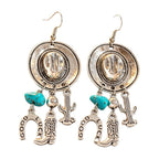 Cross-border New Product Western Cowboy Tribal Style Women's European and American Vintage Creative Pendant Earrings Wholesale