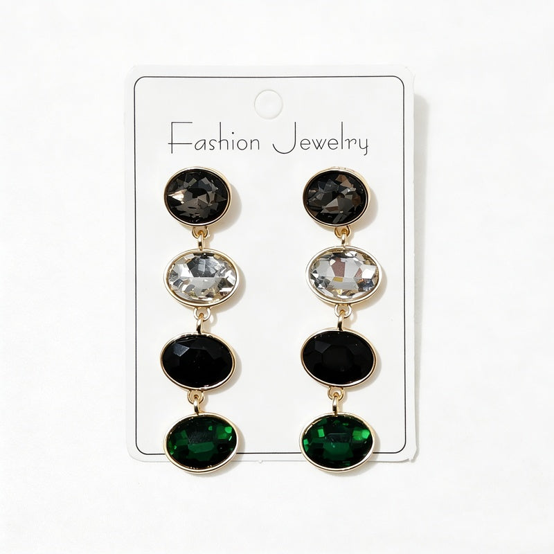 Fashionable, simple, elegant, niche, high-end, light luxury, fresh and colorful long tassel earrings