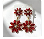 Light luxury style double-layer rhinestone flower for women, high-end versatile commuter earrings