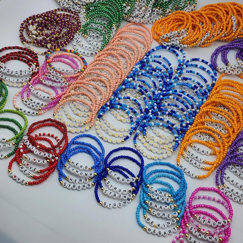 Personalized Beaded Bracelets Bulk Order, Custom Word Team Party Favors