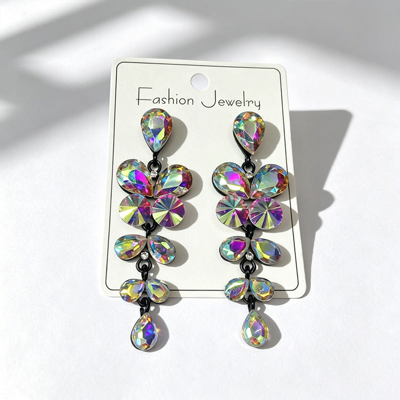 String-style water drop high-end earrings, fashionable and versatile accessories for dates
