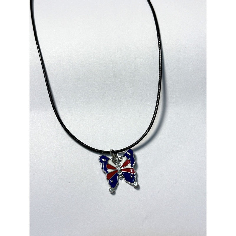 American Independence Day Flag Pendant Necklace with Rhinestones Patriotic Theme Collarbone Chain for Women