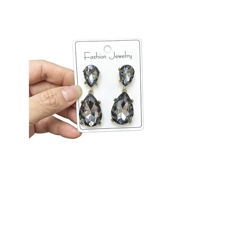 Fashionable water earrings for women, light luxury with a high-end feel, crystal drop earrings, versatile and elegant, simple design