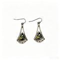 Fan-shaped triangular pattern gemstone ear hook crackle stone pendant niche everyday wear earrings
