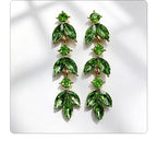 Leaf-shaped colorful diamond long earrings marquise-shaped rhinestones, suitable for pairing with dresses, creating a light and luxurious atmosphere