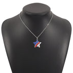 American Independence Day Flag Pendant Necklace with Rhinestones Patriotic Theme Collarbone Chain for Women