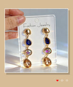 Fashionable, simple, elegant, niche, high-end, light luxury, fresh and colorful long tassel earrings