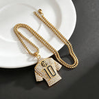 Personalized Trendy Football Number 10 Jersey World Cup Gold Plated Necklace Accessory