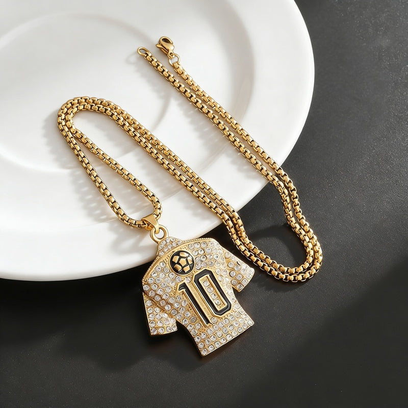 Personalized Trendy Football Number 10 Jersey World Cup Gold Plated Necklace Accessory