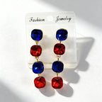 Multi-color beaded long water drop crystal earrings, fashionable, simple, versatile and elegant earrings