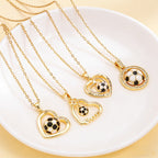 Ink-filled World Cup necklace jewelry, football, light luxury, simple and elegant, alloy heart